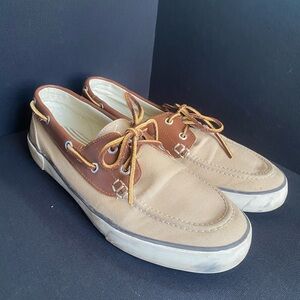 Polo Ralph Lauren Rylander Canvas Leather Boat Shoe Khaki M10 Slip On